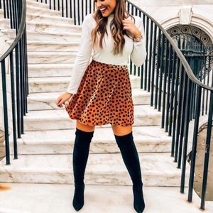 NWT Madewell Leopard Print Velvet Skater Skirt 6